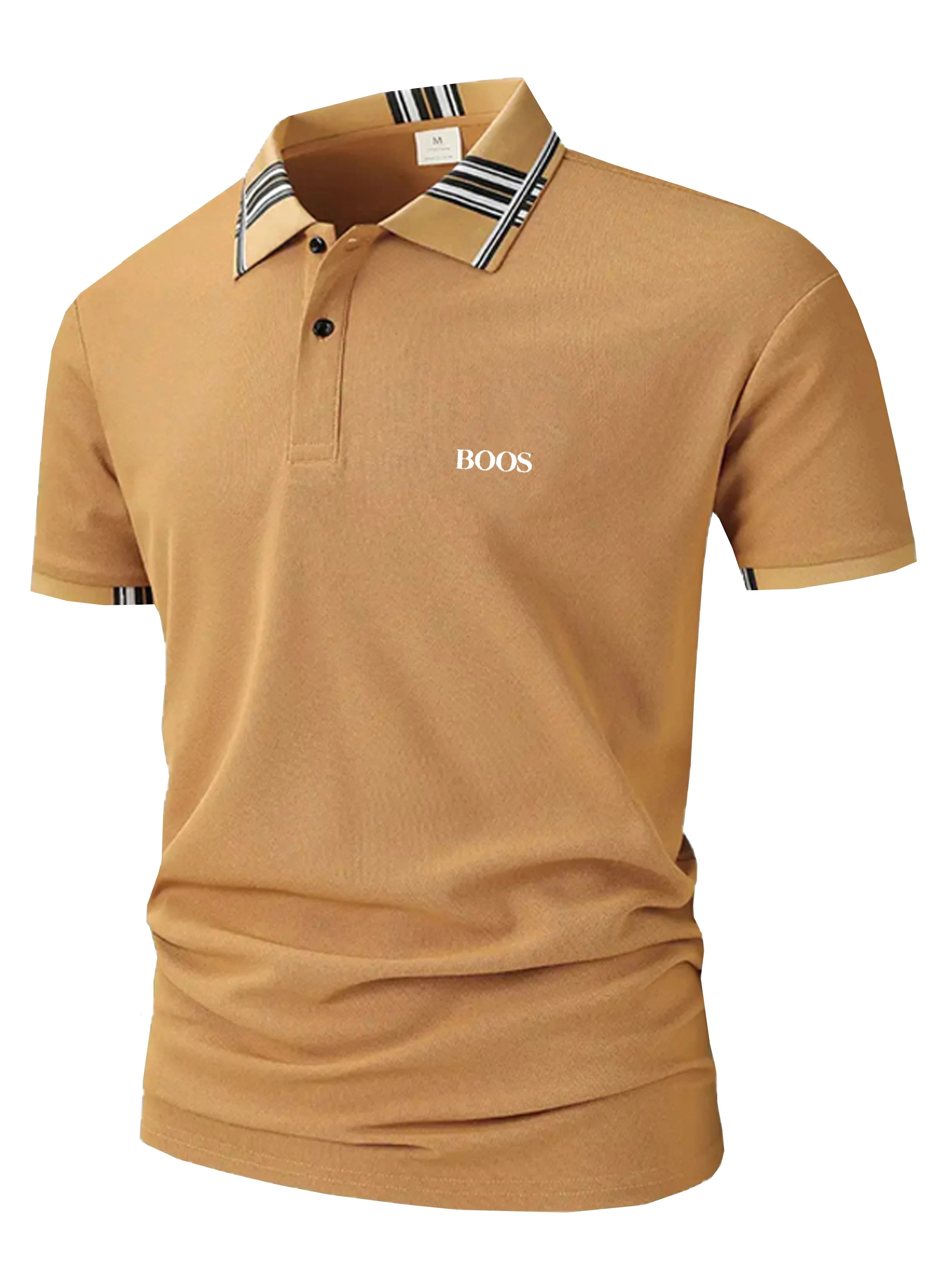 Men’s Polo Shirt – Embroidered Lapel with Button, Casual Streetwear T-Shirt