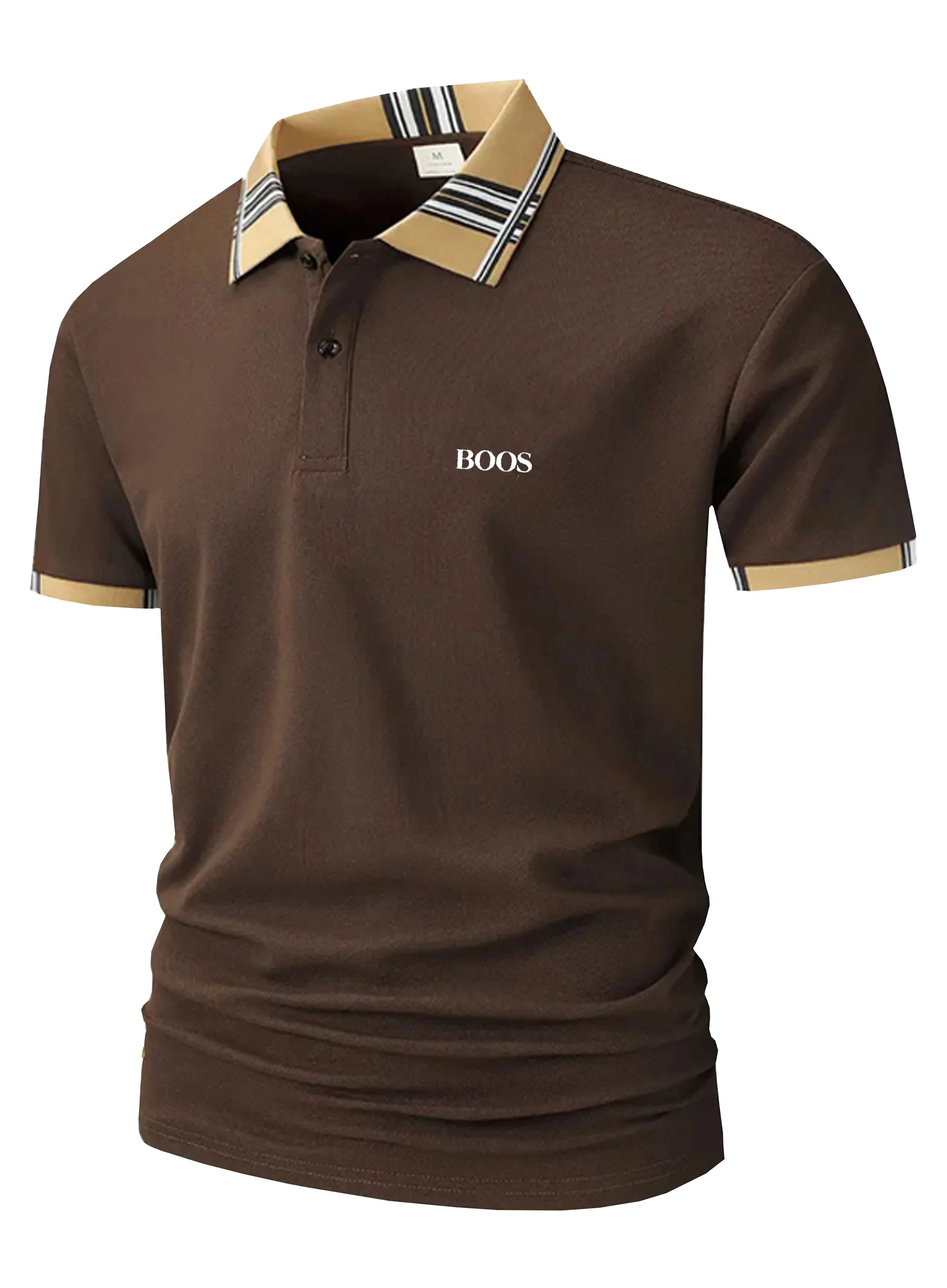 Men’s Polo Shirt – Embroidered Lapel with Button, Casual Streetwear T-Shirt