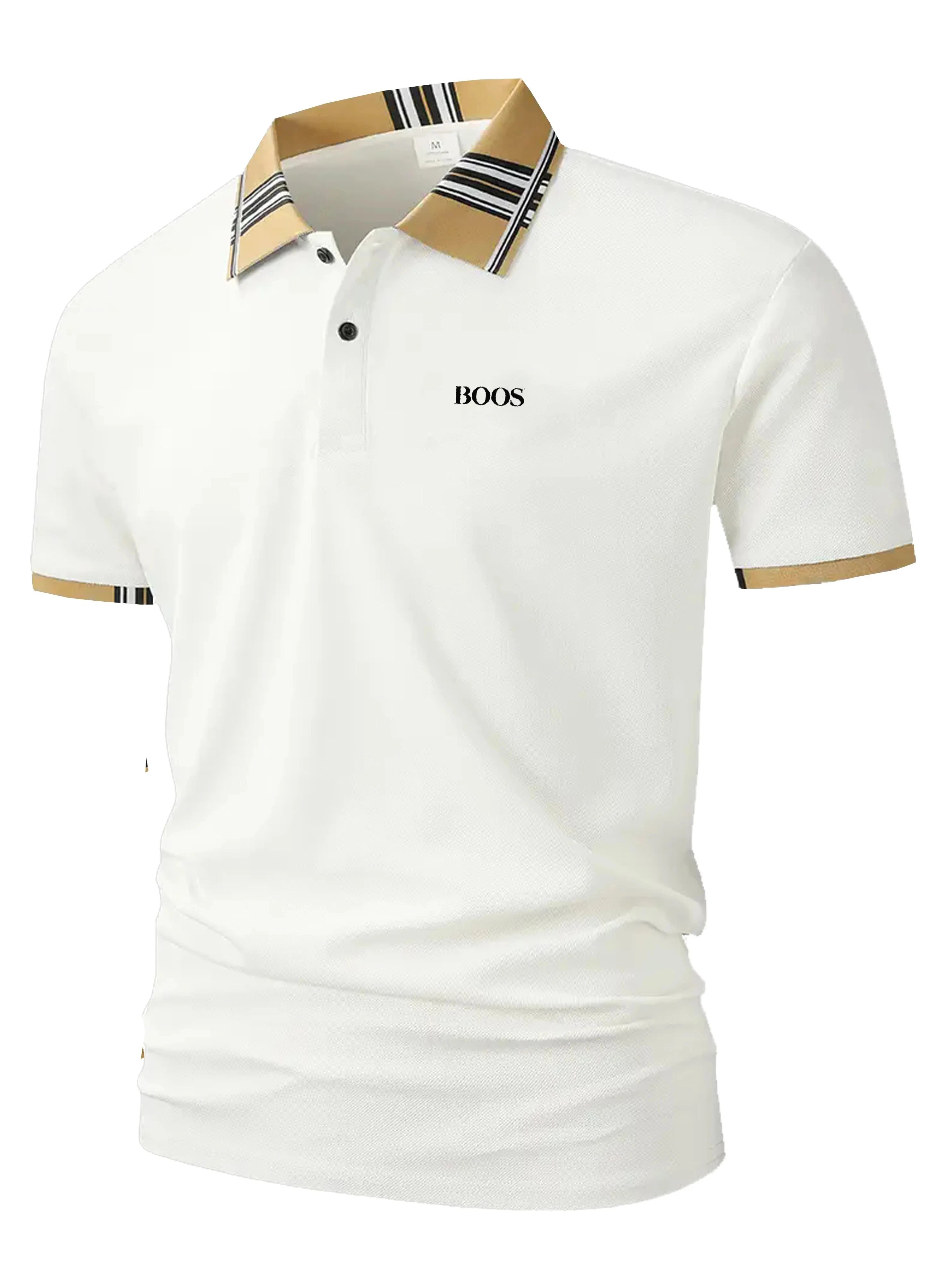 Men’s Polo Shirt – Embroidered Lapel with Button, Casual Streetwear T-Shirt